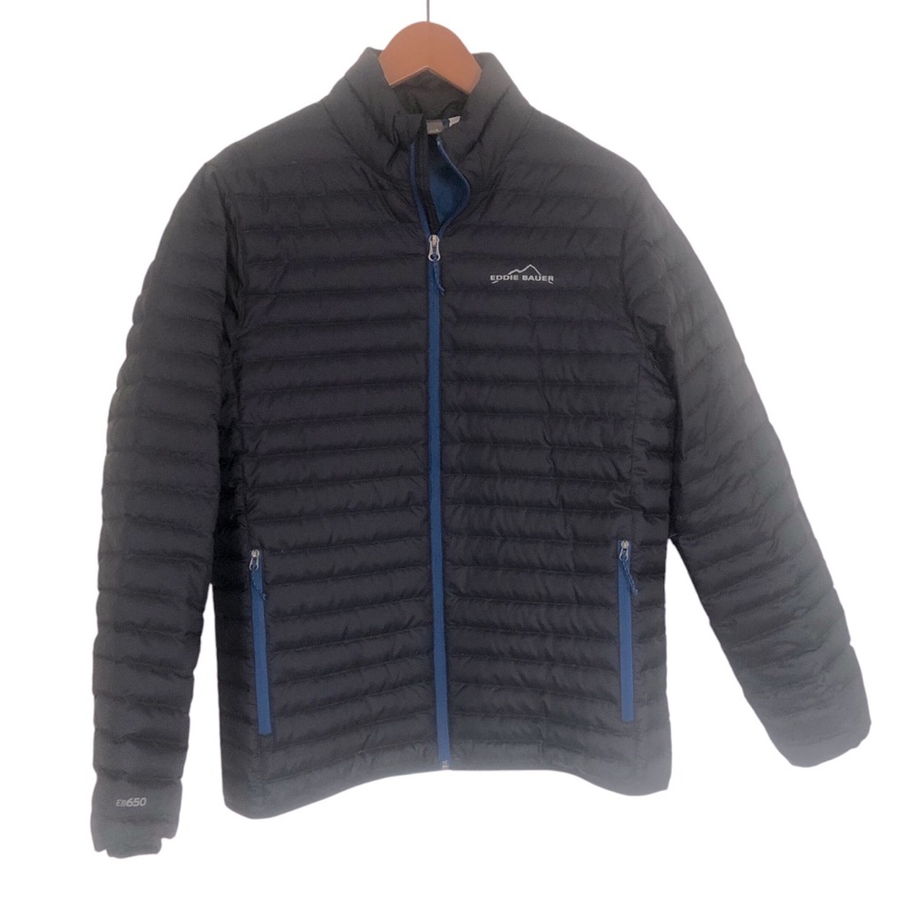 Eddie Bauer Down Fill Puffer Jacket Mens Small Navy Outdoors Lightweight